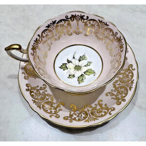 Paragon Fine Bone China Appointment by the Queen Pink Dogwood Teacup & Saucer